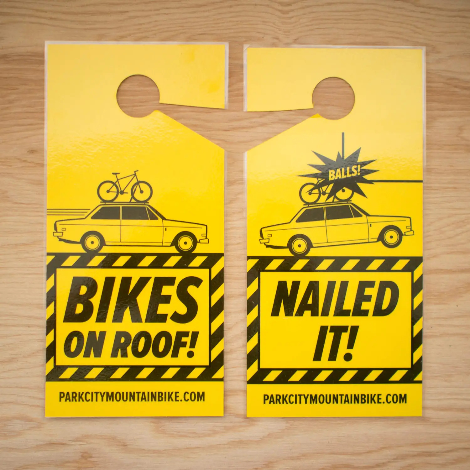 bikes on roof hang tag